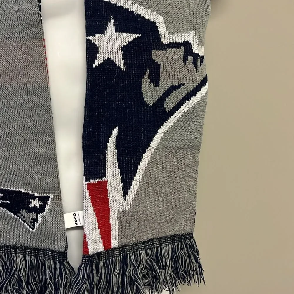 FOCO New England Patriots Winter Reversible Unisex Acrylic Scarf w/ Tassels-OSFM